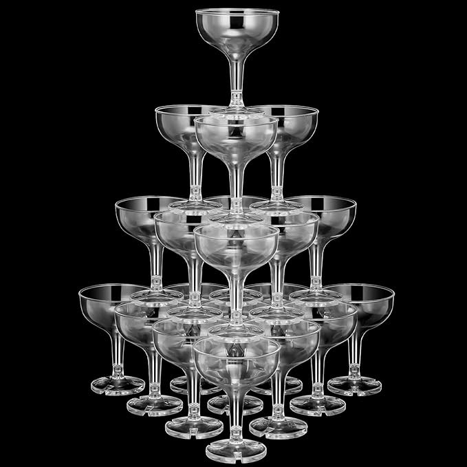 Zopeal 30 Pcs Champagne Coupe Glasses 5 oz Plastic Champagne Tower Disposable Martini Glasses Sta... | Amazon (US)
