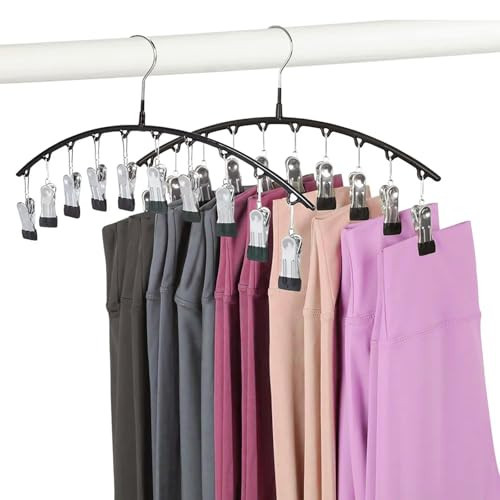 Legging Hangers for Closet Organizer, Hat Hangers for Closet 2 Pack with 10 Clips Holds 20 Leggings, Legging Hanger, Pants Storage Organizer Suitable for Socks, Panties, Underwear, Pants | Amazon (US)