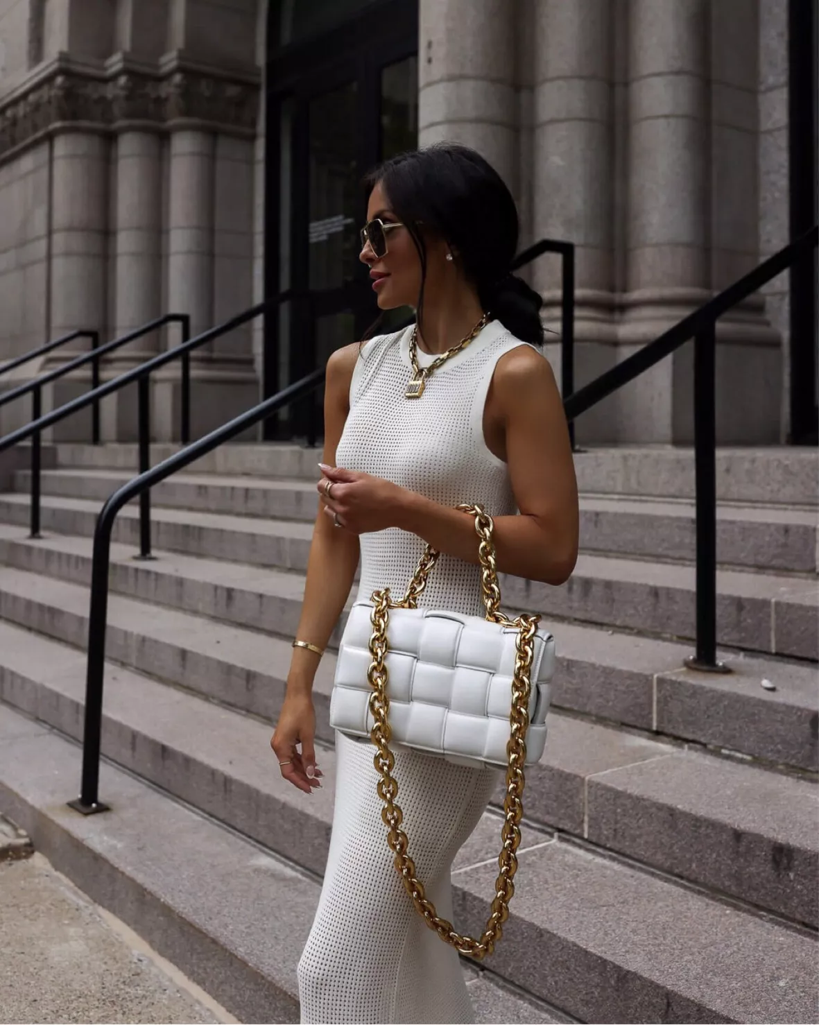chanel bag white gold chain