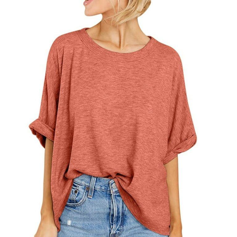 Mafulus Women Oversized T-Shirt Short Sleeve Loose Casual Basic Shirts Summer Tee Tops | Walmart (US)