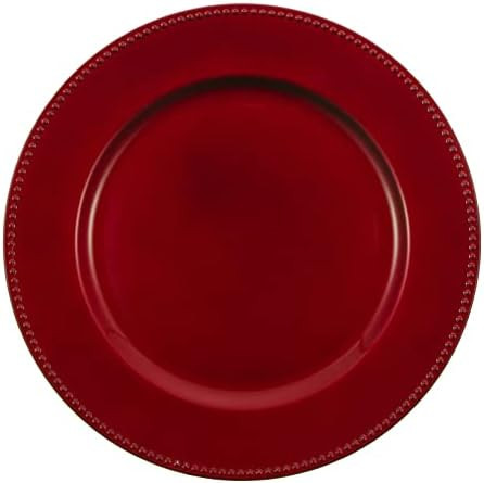 Red Christmas Charger Plates Set of 12, 13 Inch Round with Red Beaded Edges, Premium Polypropylen... | Amazon (US)
