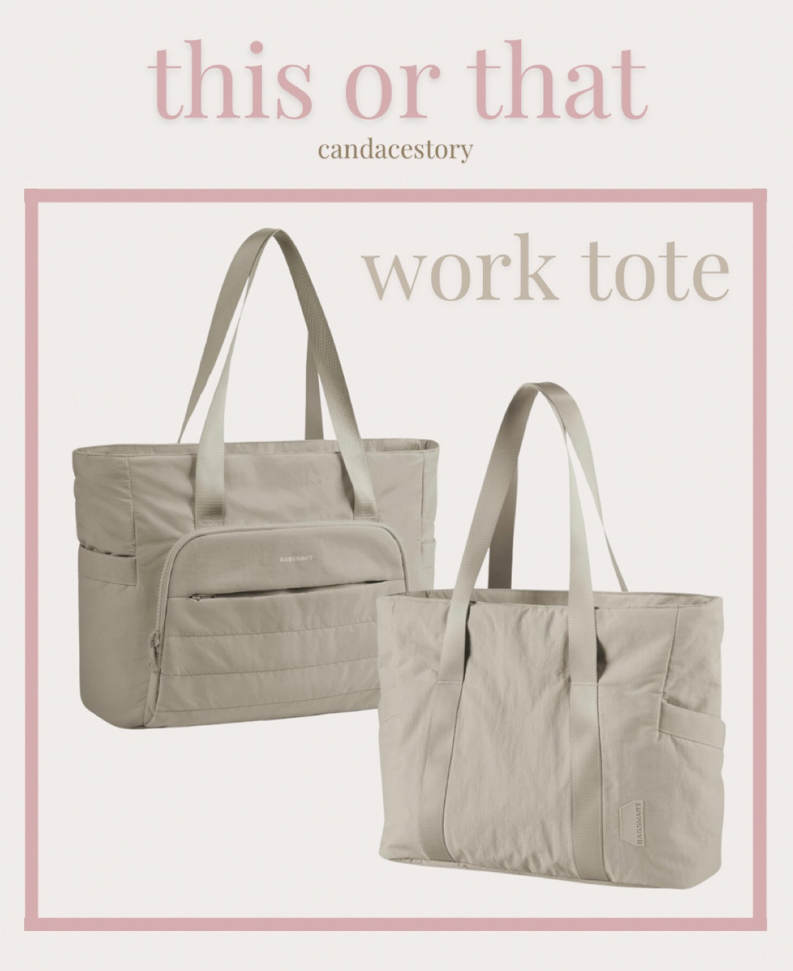 Currently searching for a work bag that fits everything without busting zippers and getting lumpy. These are my top two contenders at the moment and my hopes are high! I will report back soon...

#LTKitbag #LTKfindsunder50 #LTKworkwear