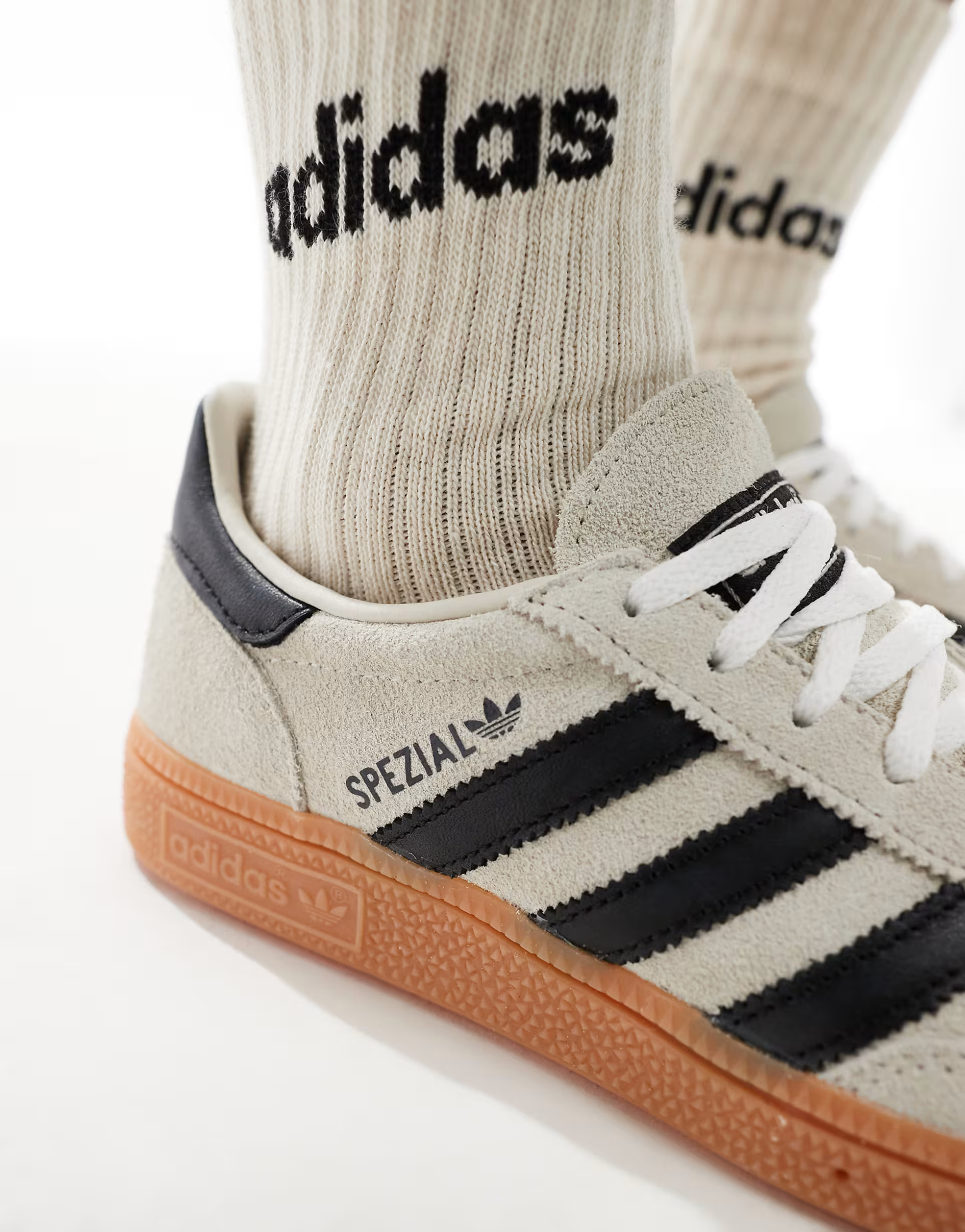 adidas Originals Handball Spezial gum sole trainers in cream and black | ASOS (Global)