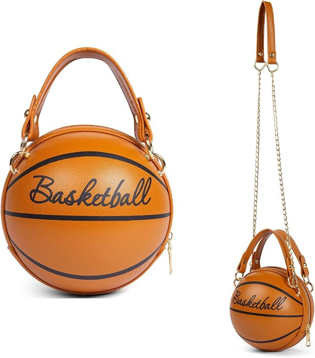 Women's Basketball Bag Basketball-Shaped Crossbody Bag Handbag Girl Mini One-Shoulder PU Leather ... | Amazon (US)