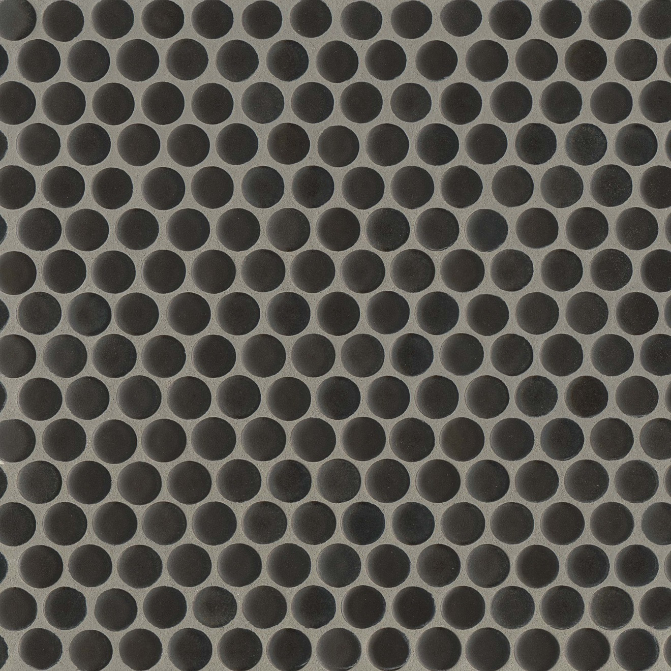 360 3/4" x 3/4" Penny Round Matte Mosaic Tile in Charcoal | Bedrosians Tile & Stone