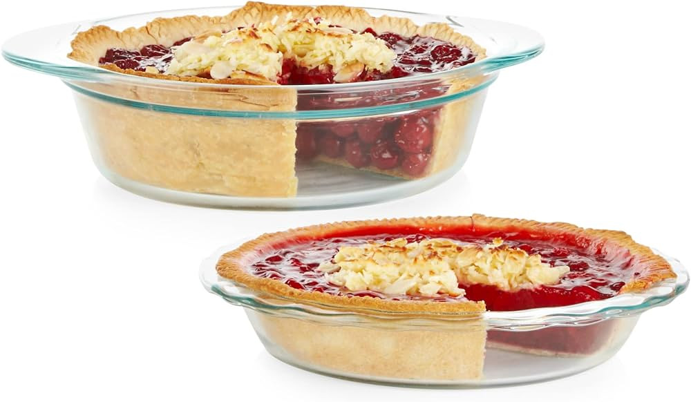 Pyrex Deep 2-Pack (9.5") Glass Baking Dish Set, Round Pie Glass Bakeware, Dishwasher, Microwave, ... | Amazon (US)