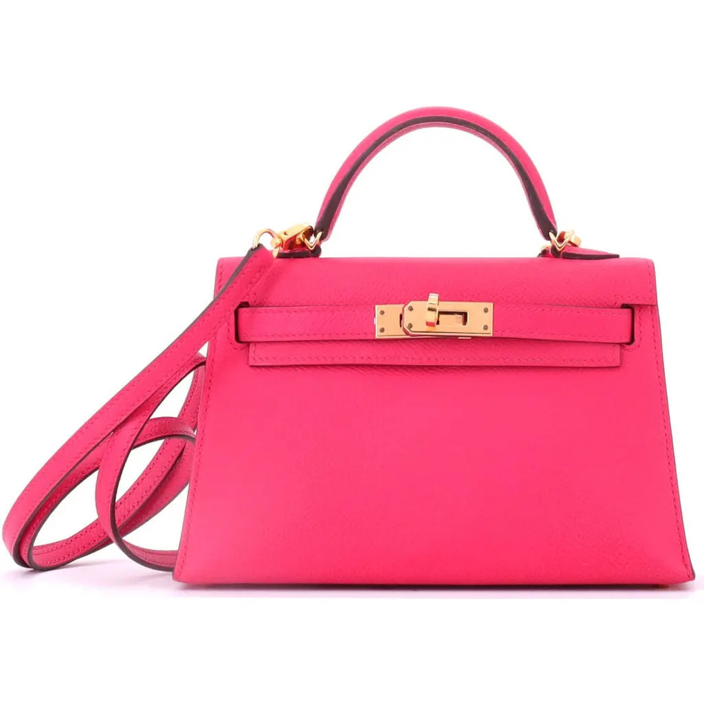 Pre-Owned Hermes Kelly Mini II Bag Pink Epsom with Gold Hardware 20 in Rose Extreme at Nordstrom, Size X-Small | Nordstrom