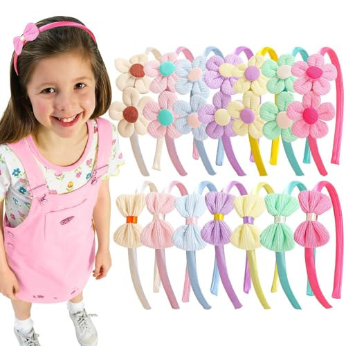 XIMA 14Pieces Headbands with Bows and Flowers, Pastel Colors Satin Covered Head Bands,Hair Accessories Set for Women | Amazon (US)