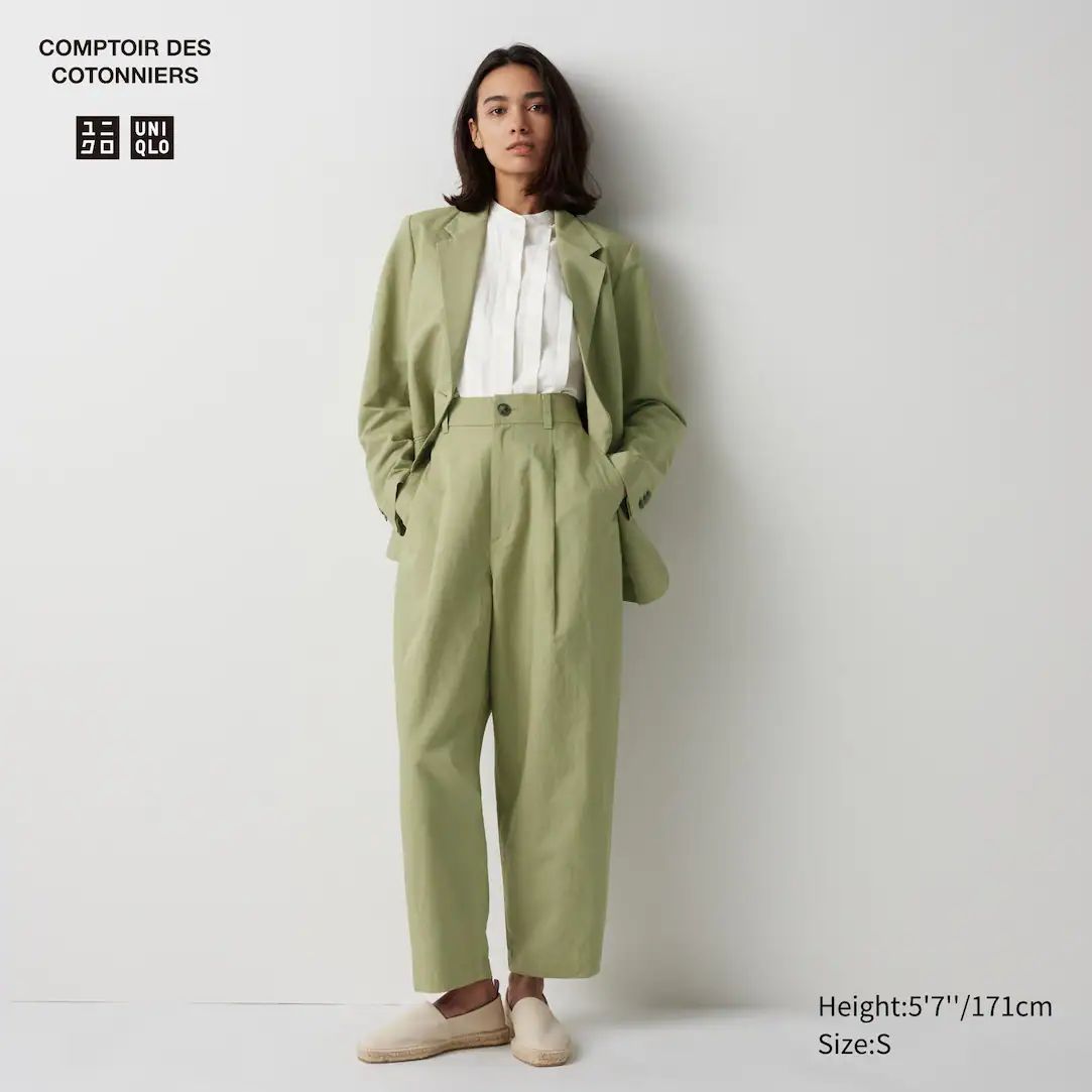 Linen Blend Pleated Tapered Trousers | UNIQLO (UK)