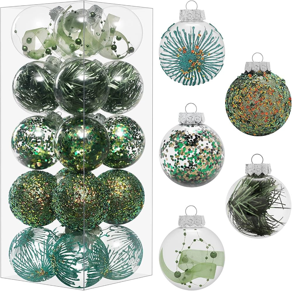 Juego de adornos de Navidad de 2.76 pulgadas, 30 piezas inastillables decorativas colgantes con r... | Amazon (US)