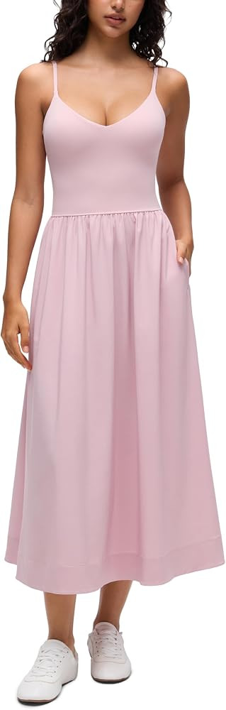 CRZ YOGA V Neck Maxi Tank Dress for Women - Adjustable Straps Sleeveless Flowy Casual Outfits wit... | Amazon (US)