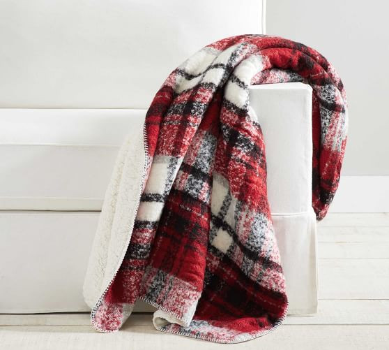 Lodge Plaid Sherpa Back Throw | Pottery Barn (US)