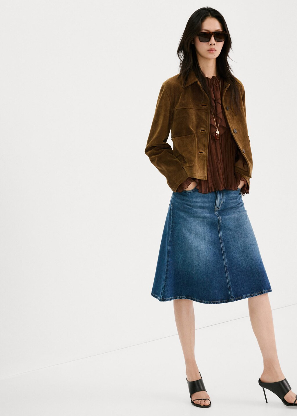 Suede leather jacket with buttons tobacco brown - Woman - S - MANGO | Mango (US/MX/AU)