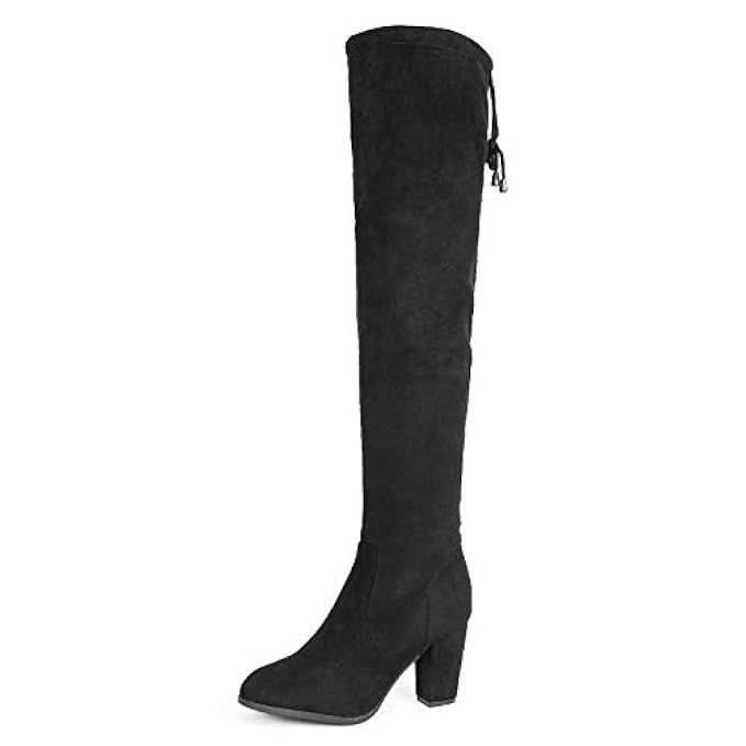 DREAM PAIRS Women's Thigh High Fashion Over The Knee Block Heel Boots | Amazon (US)