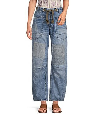 Free People Moxie Low Rise Pull-On Barrel Jeans - 27 | Dillard's