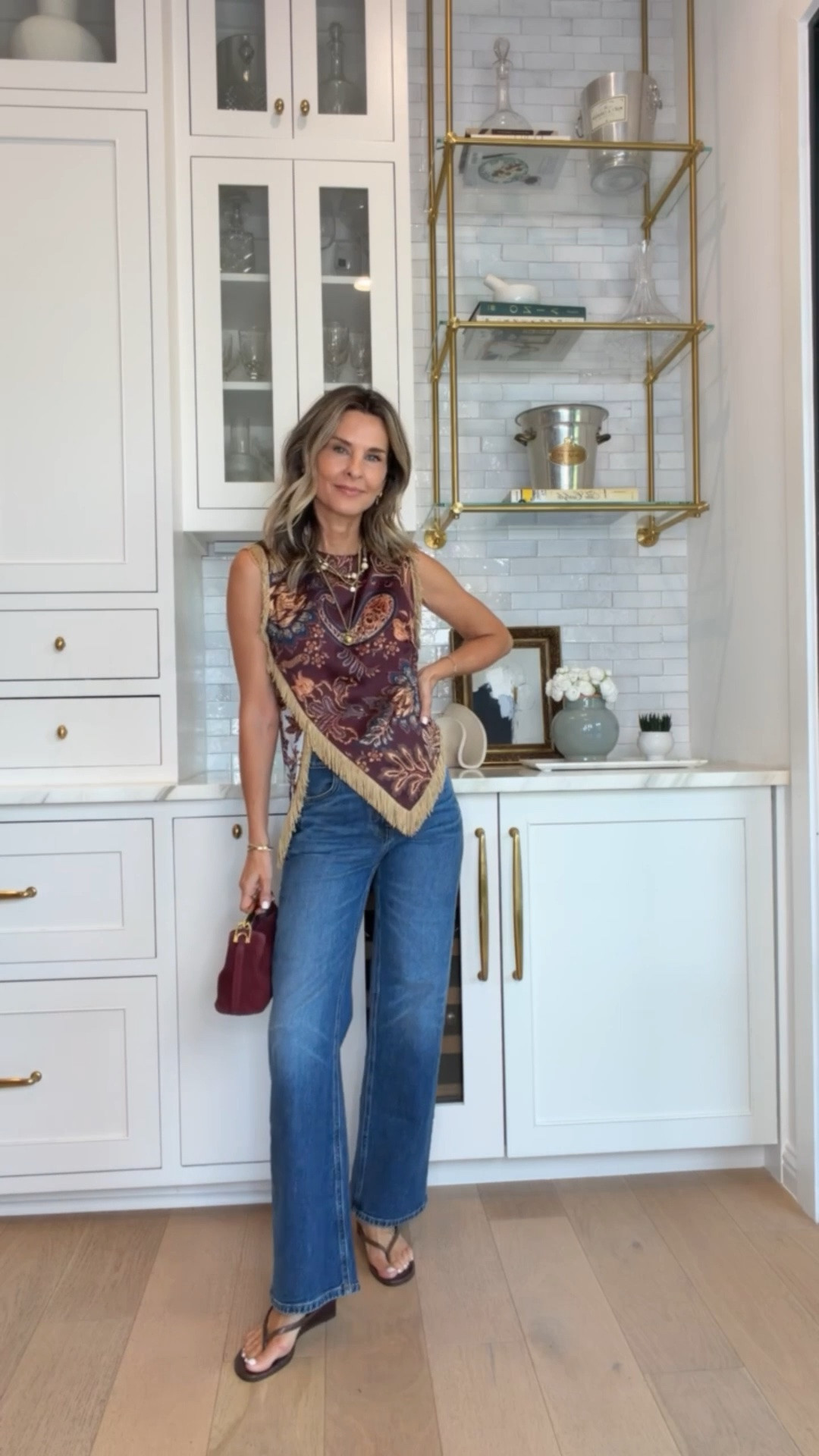 -Love this fun top, will be wearing it to events or night out with the girls soon! Wearing a 2
I’m 5’6”
-This burgundy bag will go with most every outfit this fall! 
-skirt I have in multiple colors!

#LTKgrwm #LTKOver40