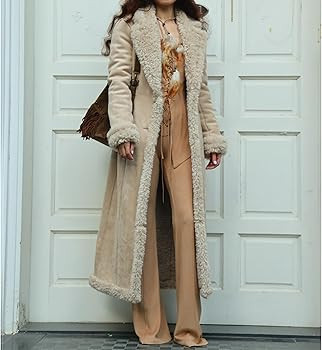 Suhorseful Womens Long Sherpa Coat Winter Lapel Fuzzy Faux Fur Trench Jackets Fleece Parka Overco... | Amazon (US)