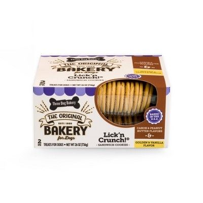 Three Dog Bakery Lick n&#39; Crunch Carob with Peanut Butter Filling and Golden Vanilla Flavor Do... | Target