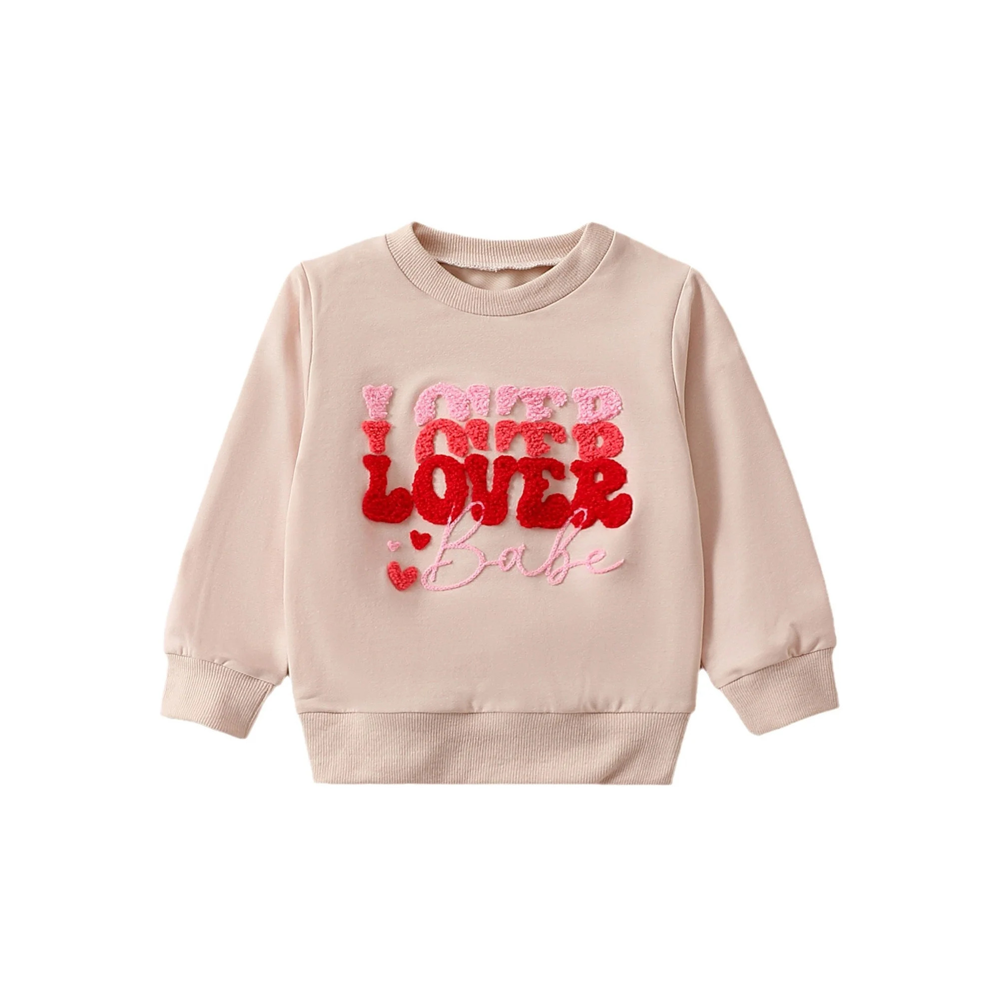 Toddler Baby Girl Valentine's Day Sweatshirts Long Sleeve Letter Love Embroidery Sweater Pullover... | Walmart (US)