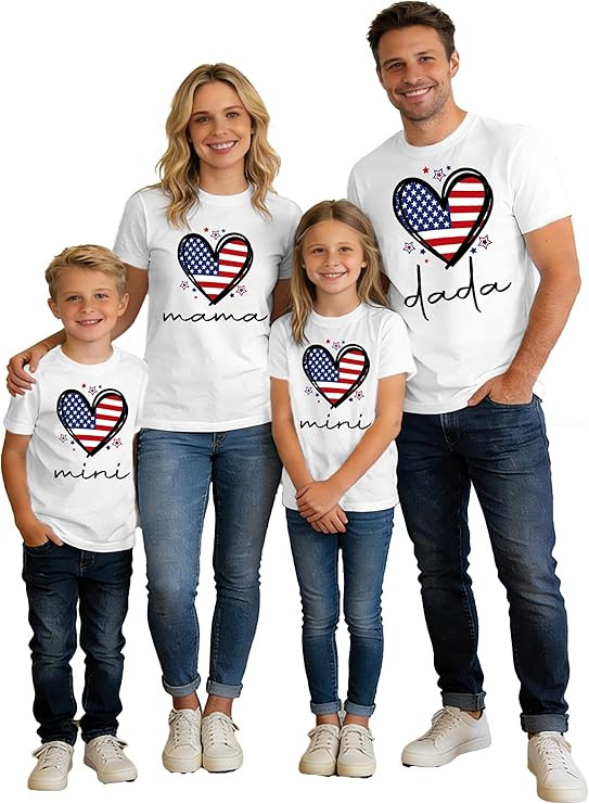 Family Matching American Flag Shirt Boys Girls American Flag T-Shirts 4th of July Tee Tops | Amazon (US)