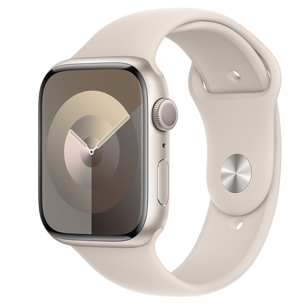 Apple Watch Series 9 GPS 45mm Starlight Aluminum Case with Starlight Sport Band - M/L | Apple (US)