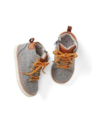 Gap Baby Flannel Mid-Top Sneakers Oxide Grey Size 10 | Gap US