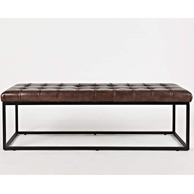 Jofran Leather Ottoman Bench in Dark Sienna Finish | Amazon (US)