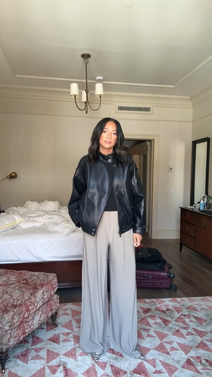 What I wore last year to NYFW!! Black faux leather jacket is back in stock and under $200 👏🏽 tons of compliments on this! Exact pants OOS but I’ve linked similars 

New York City outfit, New York fashion week, fall outfit, fall fashion, autumn outfits, date night outfit, dinner outfit, NYC outfit, wife leg pants

#LTKNYFW #LTKSeasonal