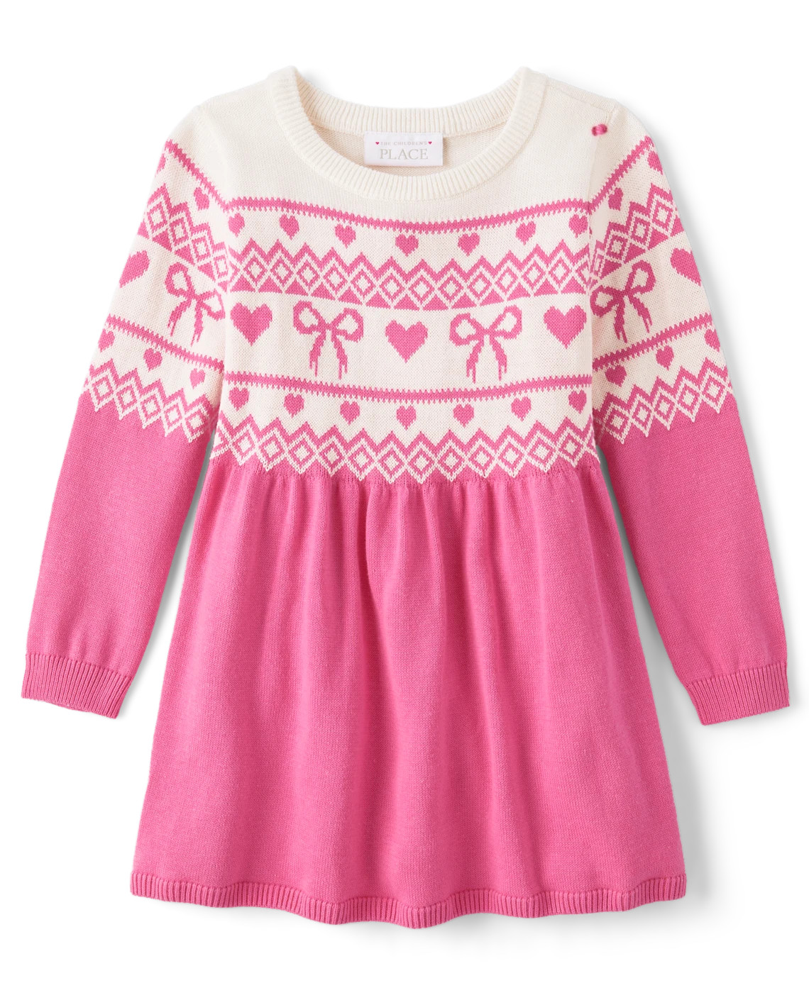 Baby And Toddler Girls Heart Sweater Dress - pink | The Children's Place