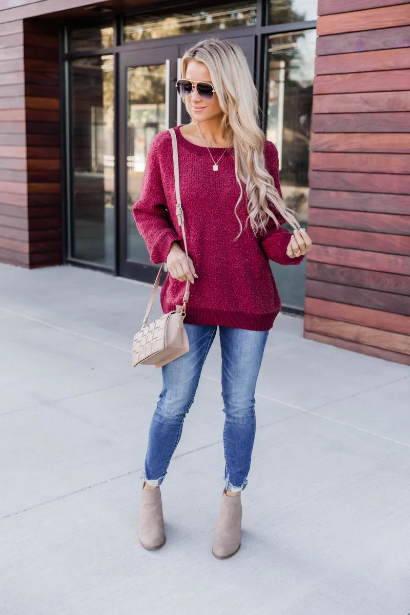 Planning Ahead Berry Sweater | The Pink Lily Boutique