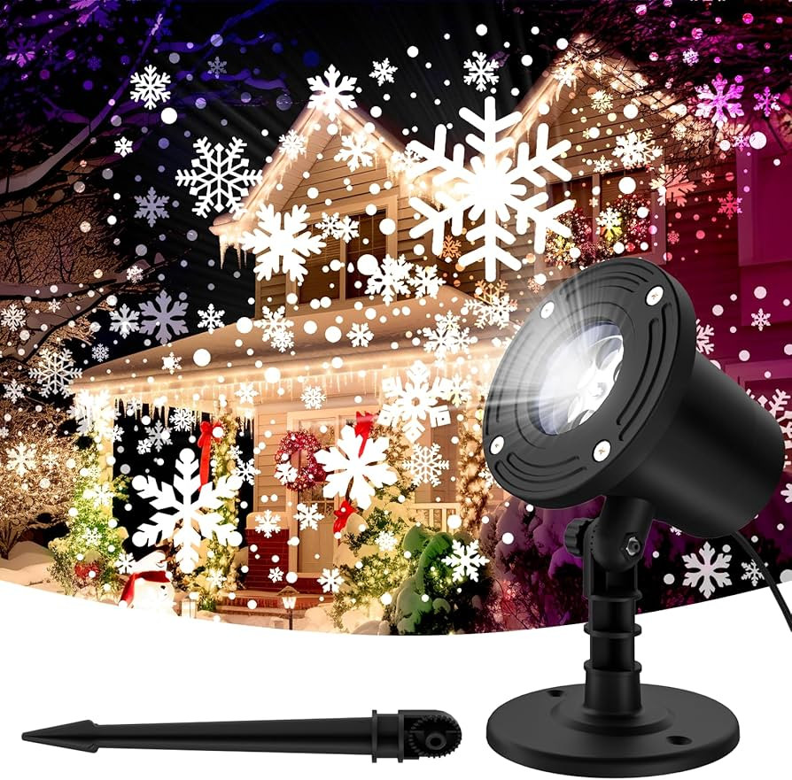 Christmas Snowflake Projector Light, HD Dynamic LED Snow Lights Projection, IP65 Waterproof Outdo... | Amazon (US)