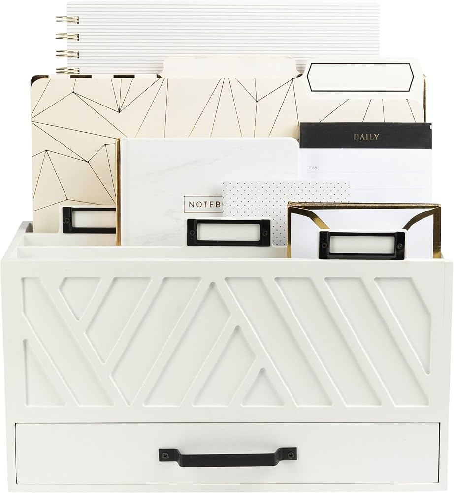 BLU MONACO Mail Organizer for Home - Bill Organizer for Desk - White Wooden Kitchen Mail Organize... | Amazon (US)