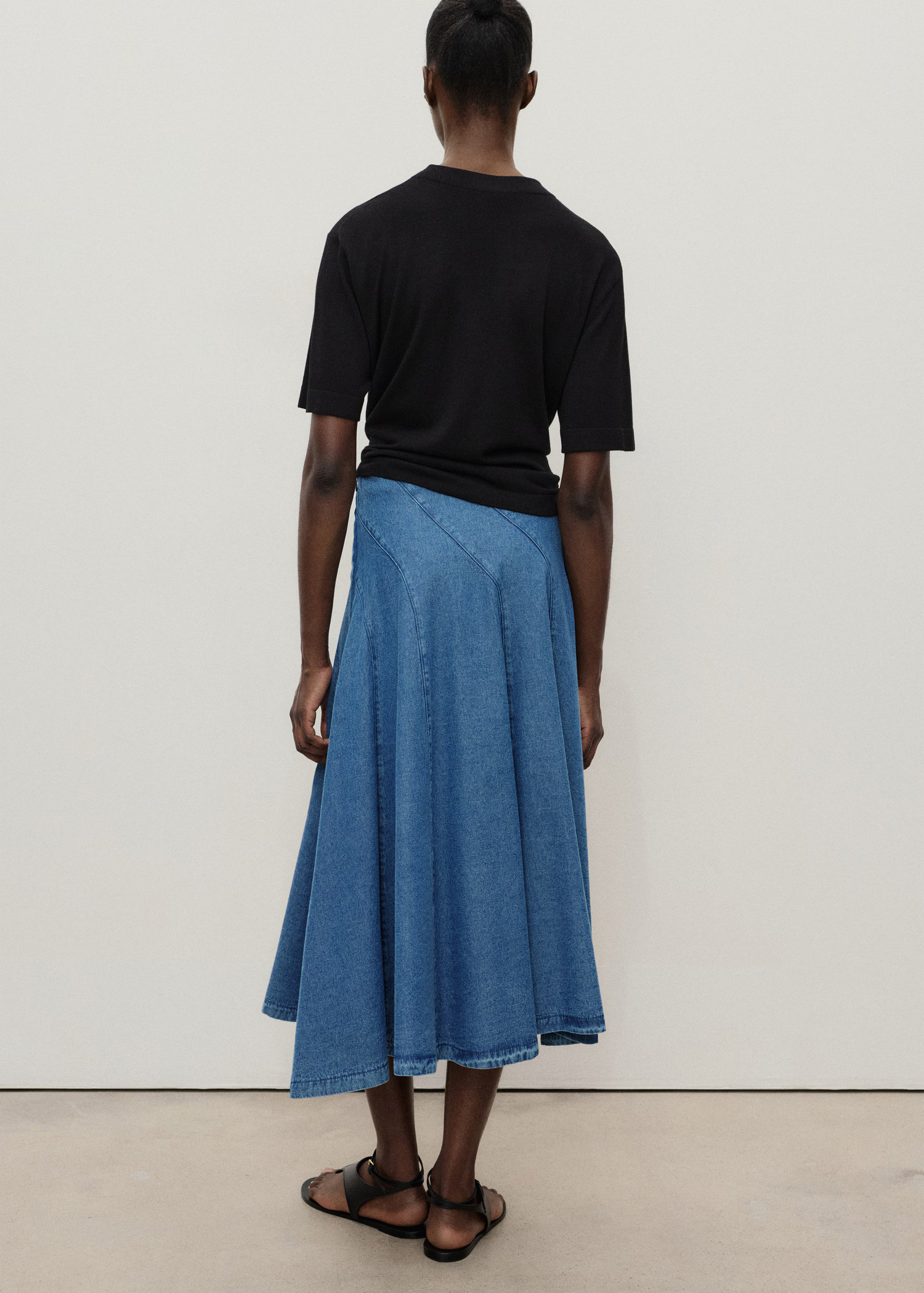 Denim midi-skirt with stitching - Women | MANGO USA | Mango (US/MX/AU)