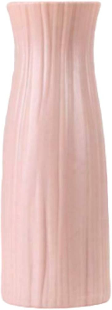 Ceramic Look Plastic Vase - Unbreakable Vase for Flowers (Narrow Dusty Pink) | Amazon (US)