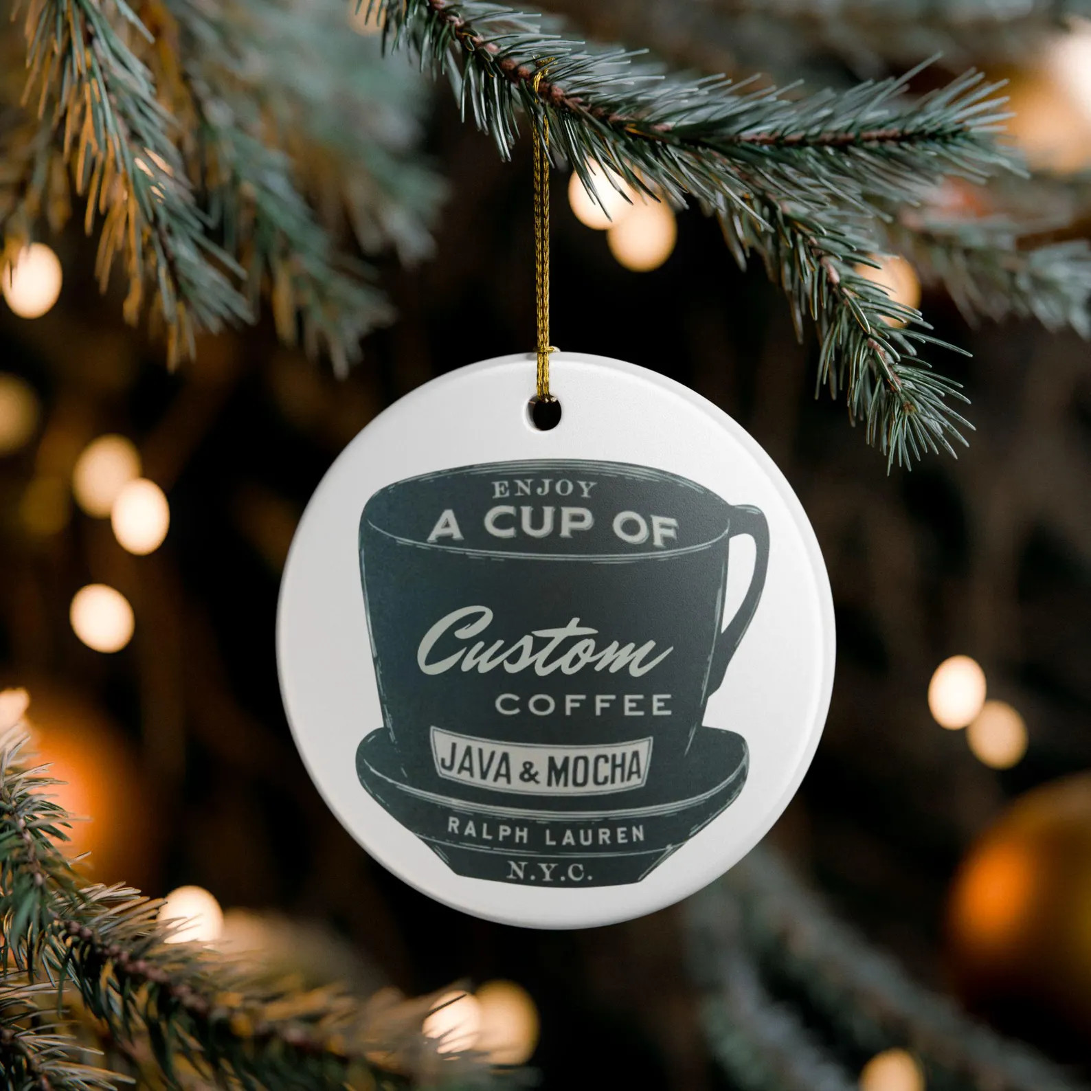 Personalized Ralph Lauren Coffee Ceramic Ornament, Holiday Decor - Etsy | Etsy (US)