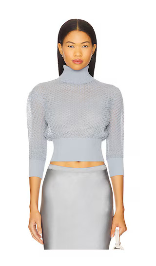 Eva Pointelle Sweater in Blue | Revolve Clothing (Global)