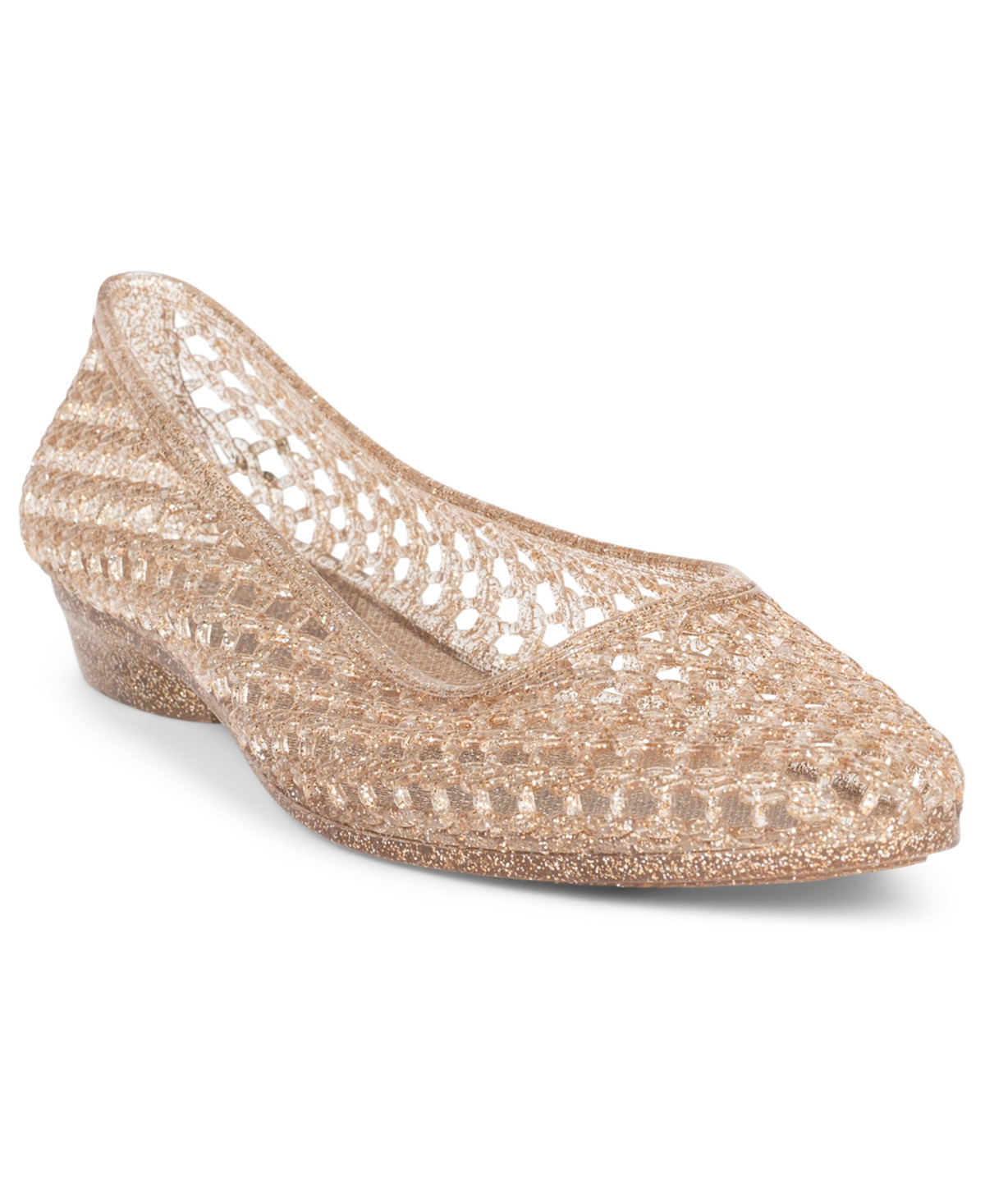 Jeffrey Campbell Women's Bestie Caged Ballet Jelly Flats - Champagne Glitter | Macy's