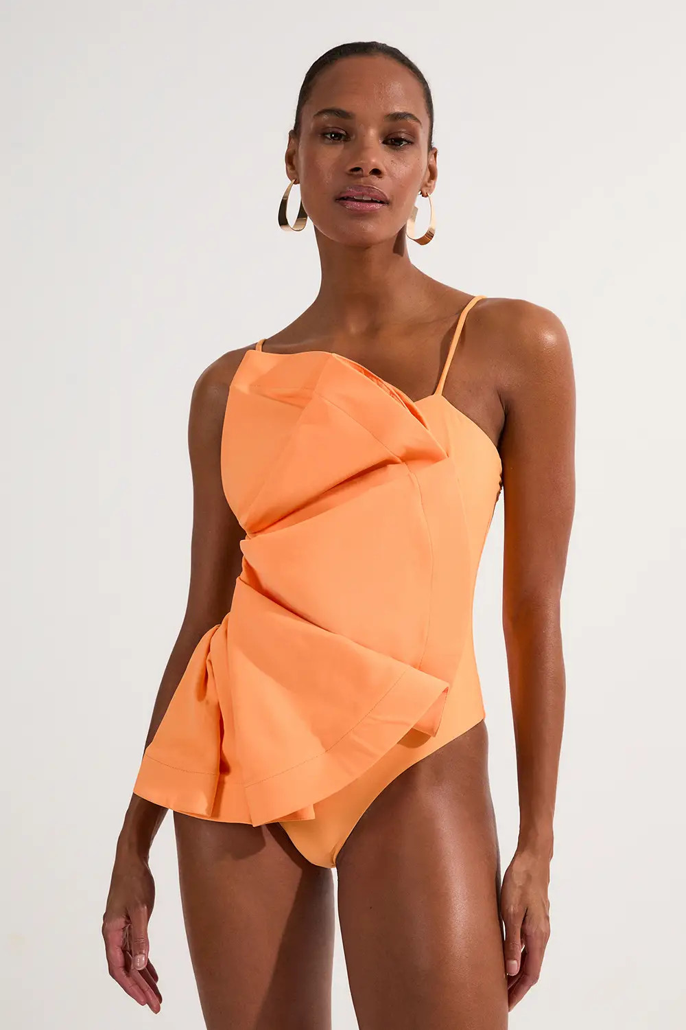 Drama Ruffle Strappy High Leg Swimsuit | Karen Millen