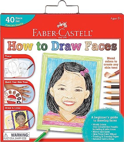 Faber-Castell World Colors How to Draw Faces Kit - Learn to Draw Portraits for Beginners - 40 Pie... | Amazon (US)