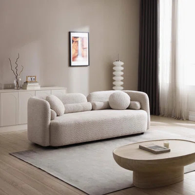 Luxury Modern Beige Boucle Fleece Upholstered 3-Seater and 2 Single Seaters Couch Set for Comfortable Living Room Seating | Wayfair North America