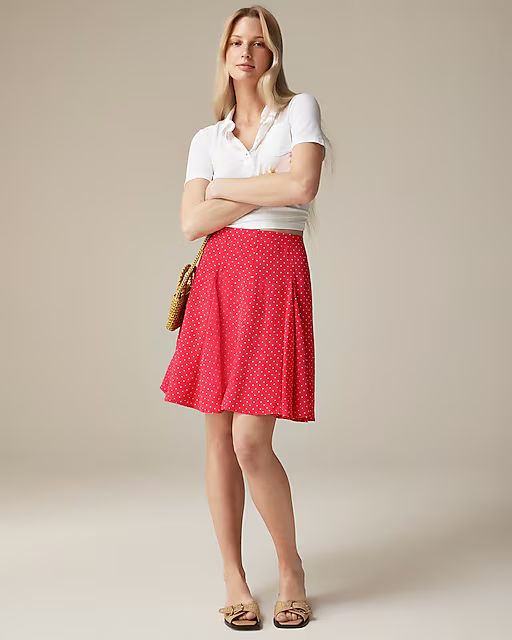 Pre-order Godet knee-length skirt in crepe de chine | J.Crew US