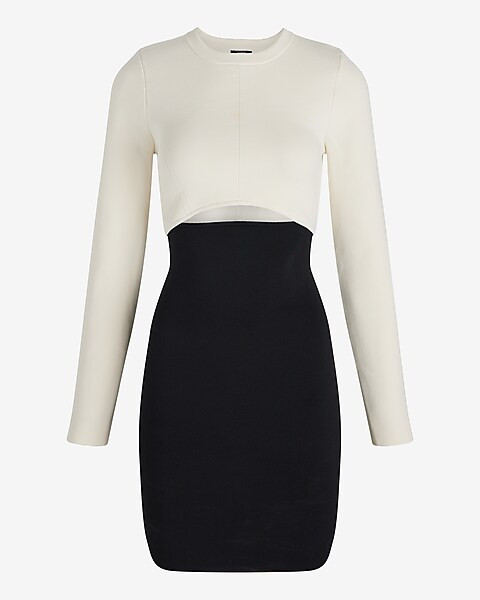 Body Contour Color Block Cutout Mini Sweater Dress | Express