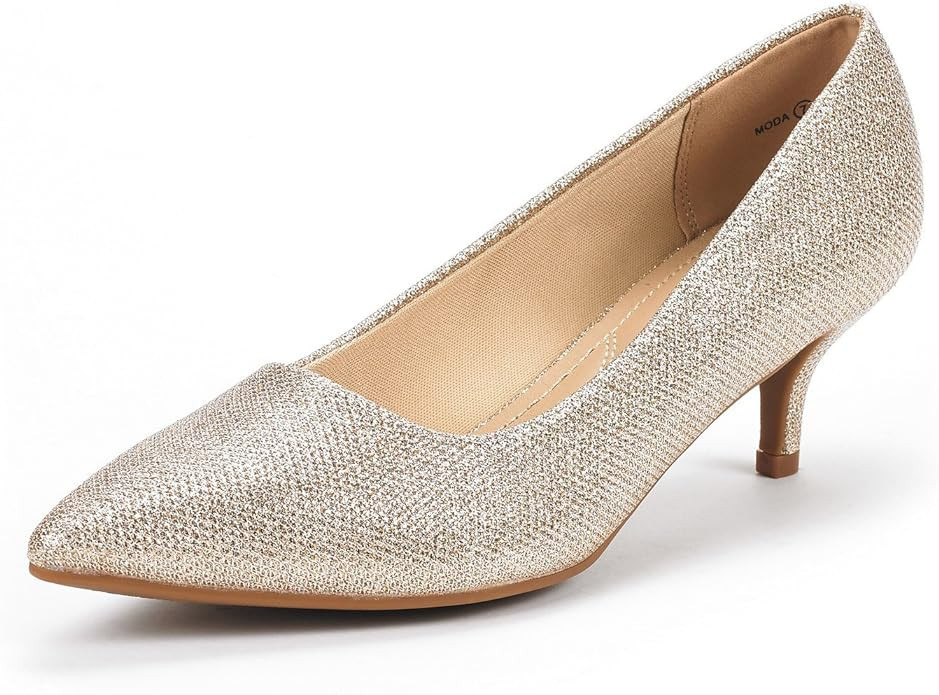 DREAM PAIRS Women's Moda Low Heel D'Orsay Pointed Toe Pump Shoes | Amazon (US)