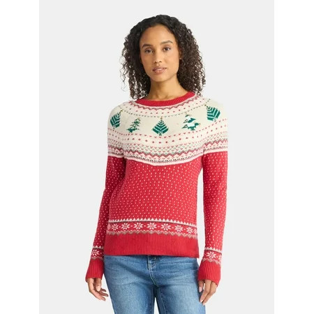 Holiday Time Women's and Women's Plus Pretty Christmas Sweater, Sizes XXS-3X | Walmart (US)
