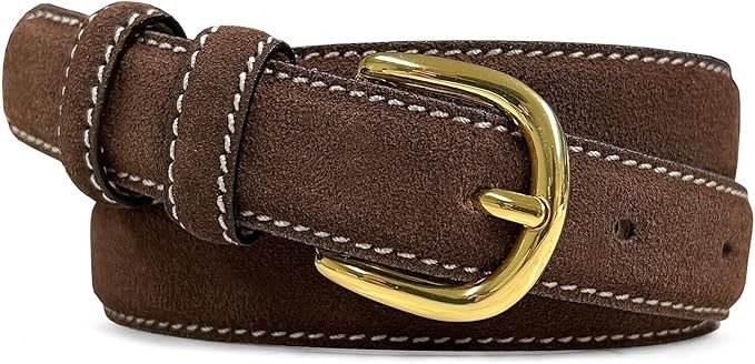 Women's Leather Belt Fashion Genuine Suede Leather Belts For Jeans Dress or Ratchet Belt 1"(25mm)... | Amazon (US)