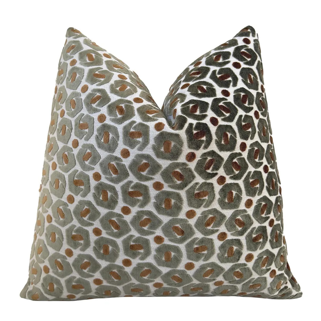 Willow Green Broken Rings Velvet Throw Pillow Cover | Green Geometric Cushion Cover - Etsy | Etsy (US)