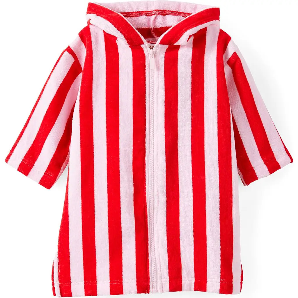 Cotton On Kids Kid's Baby Zip Through Hooded Towel in Tea Party Pink Varsity Red at Nordstrom, Size 12-24M | Nordstrom