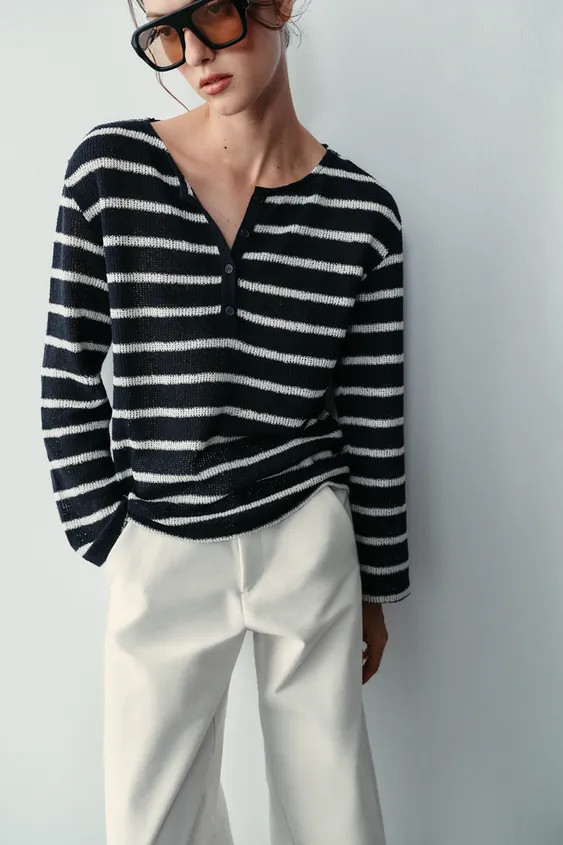 STRIPED HENLEY T-SHIRT | Zara UK