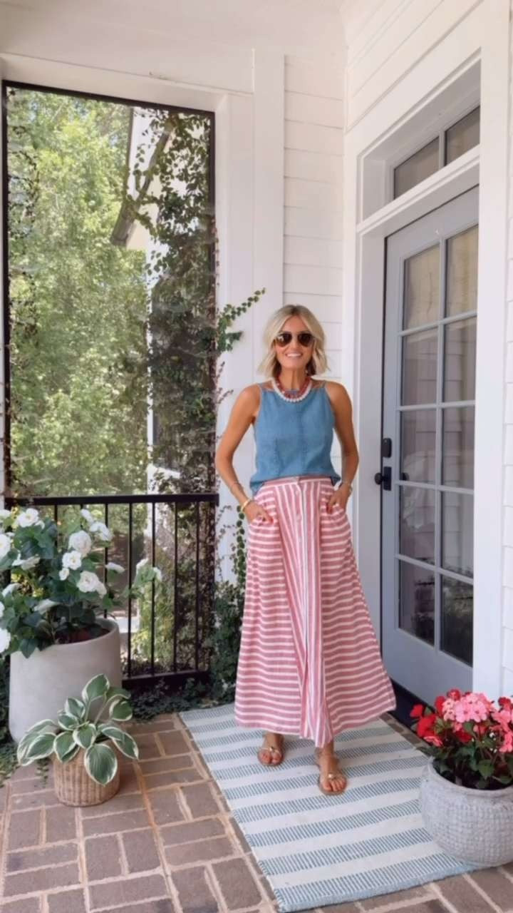 A chambray top can be a staple piece! I just styled it with this red & white striped maxi skirt to make it perfect for July 4th weekend! Wearing S in top & XS in skirt!

Loverly Grey, americana, maxi skirt, Target, gap, denim shirt, chambray shirt, jelly sandals 

 #LTKSeasonal