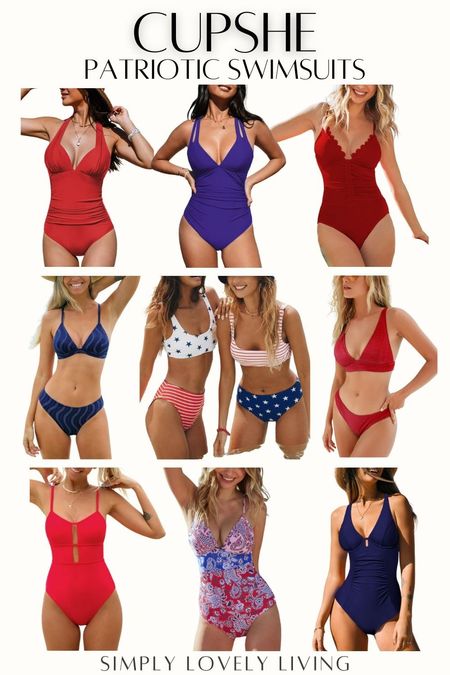 Cupshe Patriotic swimsuits. One piece swimsuit. Bikini. Red white and blue. Stars and stripes. America. Memorial Day swimsuits. 4th of July swimsuits. 

#LTKSeasonal #LTKfindsunder50 #LTKswim